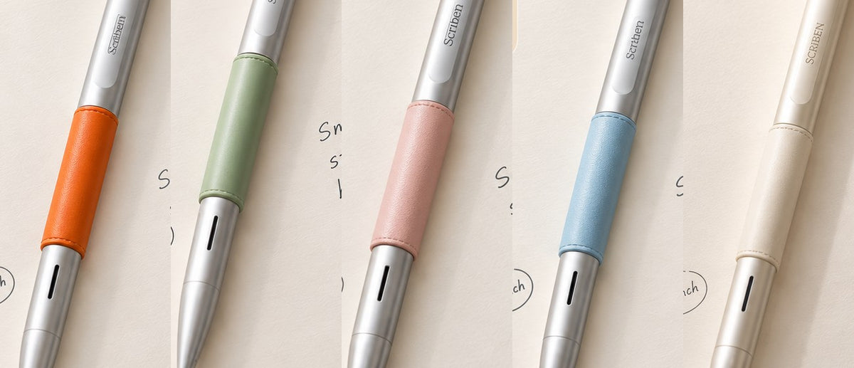 Scriben Lite in orange, sage, blush, sky and ivory